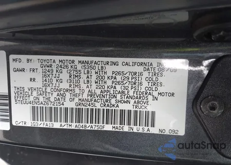 2010 Toyota Tacoma Base V6 from USA, damaged, VIN 5TEUU4EN5AZ672154